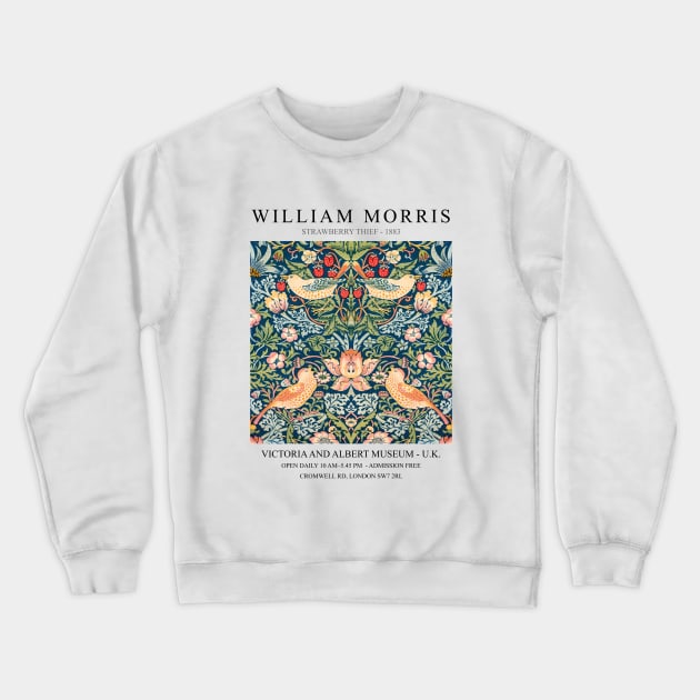 William Morris Strawberry Thief Art Design Crewneck Sweatshirt by VanillaArt